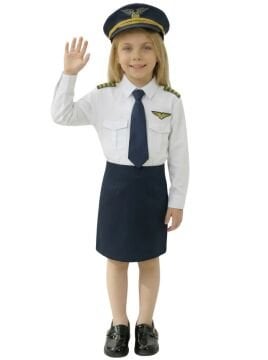 Uzun Kol Gömlekli Apoletli Kız Pilot Kostümü