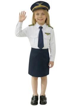 Uzun Kol Gömlekli Apoletli Kız Pilot Kostümü