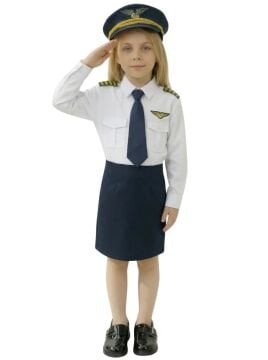 Uzun Kol Gömlekli Apoletli Kız Pilot Kostümü
