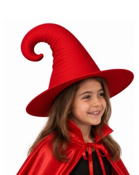 Halloween Cadı Şapkası Bükümlü Kırmızı