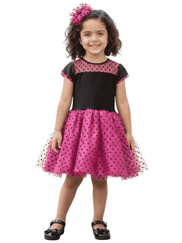 Tüllü Puantiyeli Tütü Elbise