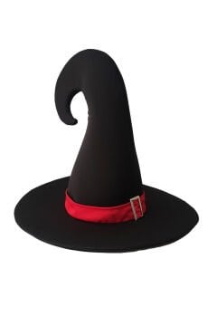 Halloween Cadı Şapkası Toka Detaylı Bükümlü Yetişkin