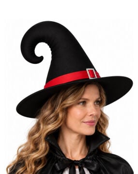 Halloween Cadı Şapkası Toka Detaylı Bükümlü Yetişkin