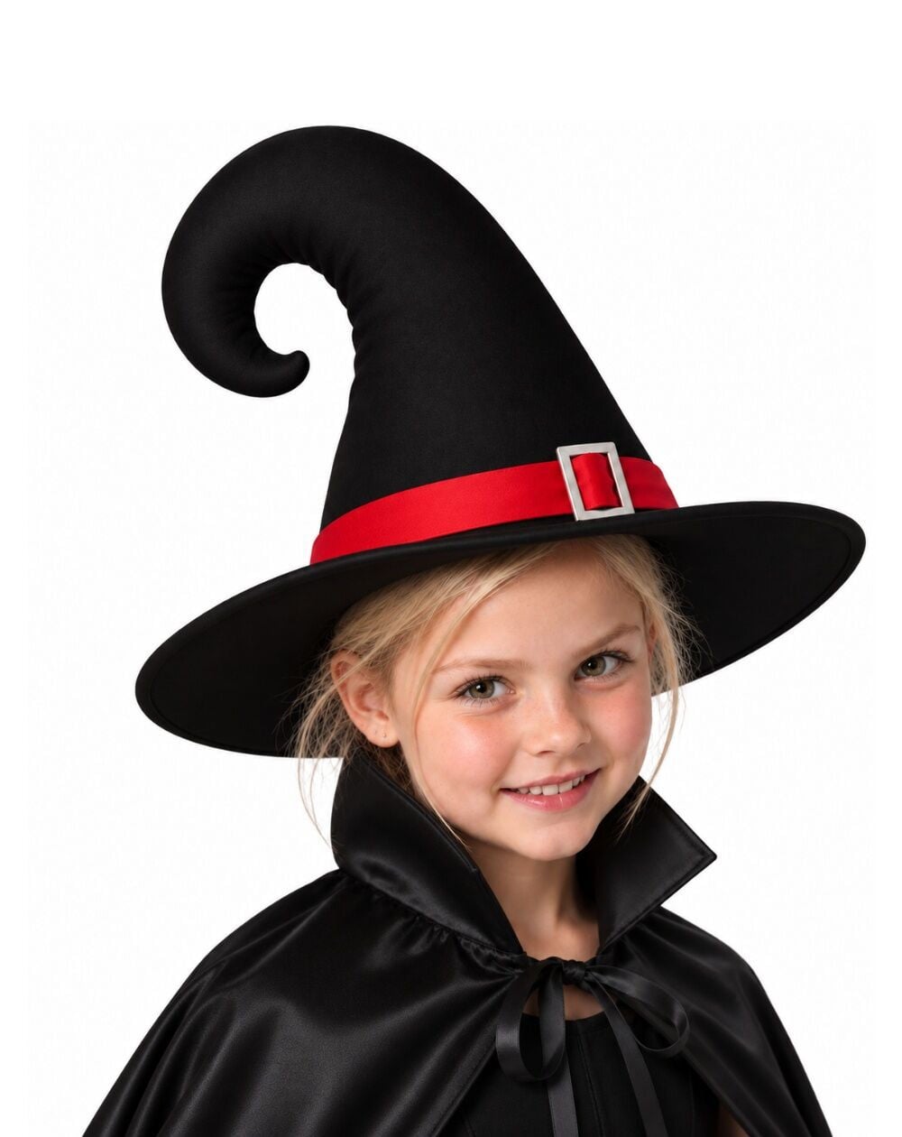 Halloween Cadı Şapkası Bükümlü Toka Detaylı Siyah
