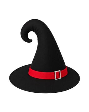 Halloween Cadı Şapkası Bükümlü Toka Detaylı Siyah