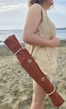 Askılı Portatif Şezlong Kiremit Rengi | Sırt Dayanaklı Katlanır Plaj ve Piknik Örtüsü