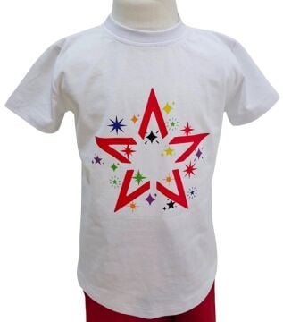 Yıldız Desenli Beyaz Tişört