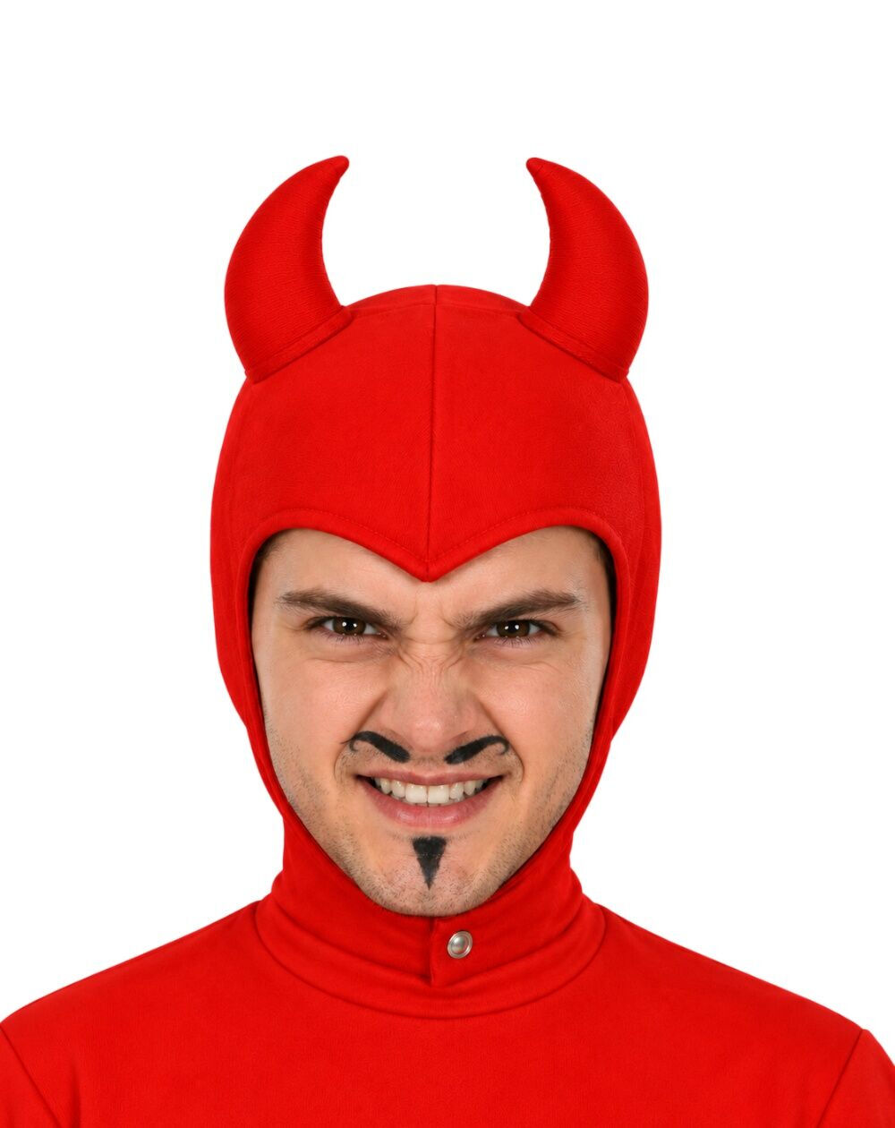 Şeytan Başlığı Yetişkin Boynuzlu Kırmızı