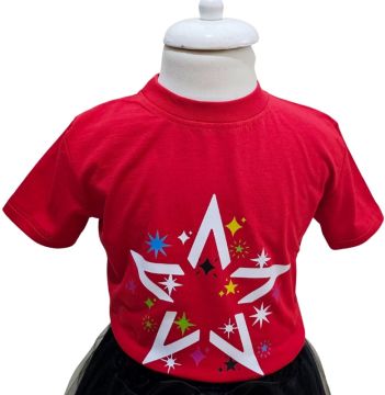 Yıldız Desenli Kırmızı Tişört