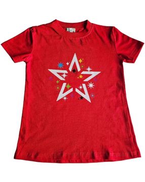 Yıldız Desenli Kırmızı Tişört
