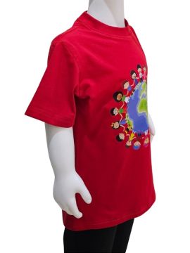 Dünya Çocukları Baskılı Kırmızı Tişört