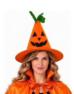 Halloween Bal Kabağı Cadı Şapkası Yetişkin