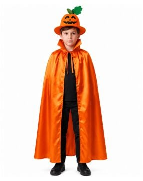 Çocuk Bal Kabağı Melon Şapka ve Pelerin Set