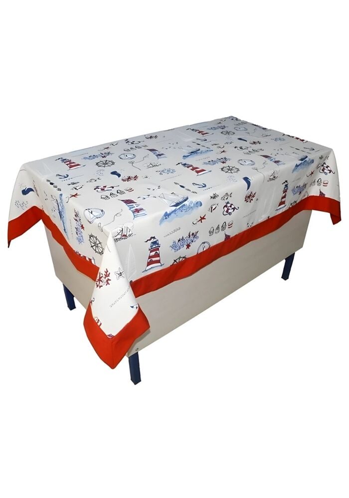 Deniz Desenli Öğretmen Masa Örtüsü (Pamuklu-Bantlı)