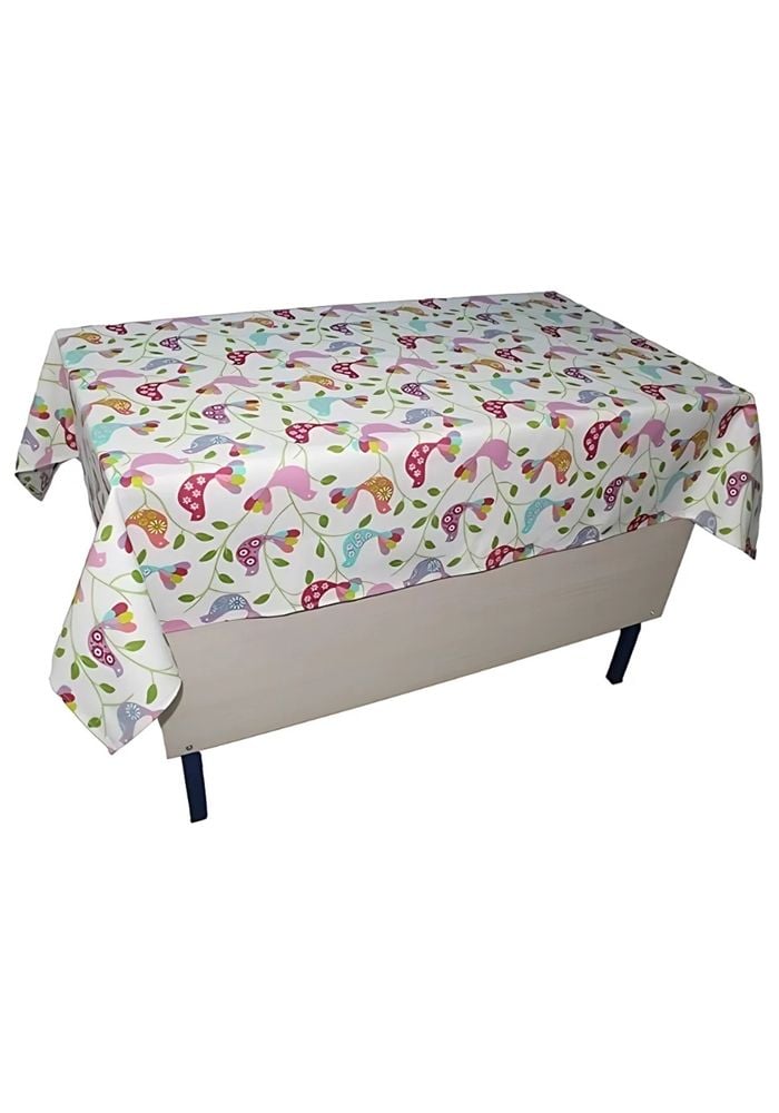 Kuş Desenli Öğretmen Masa Örtüsü (Pamuklu-Düz)