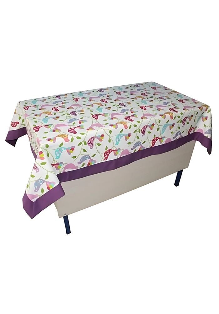 Kuş Desenli Öğretmen Masa Örtüsü (Pamuklu-Bantlı)