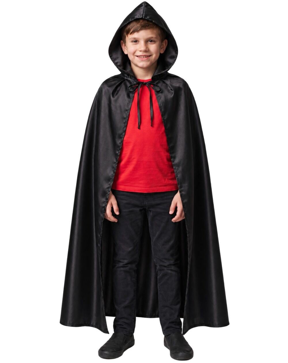 Halloween Kapüşonlu Siyah Pelerin Çocuk