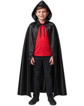 Halloween Kapüşonlu Siyah Pelerin Çocuk