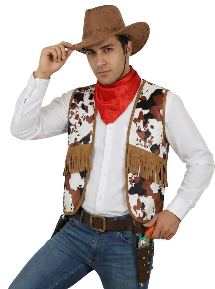 Yetişkin Kovboy Yelek ve Fular