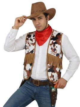 Yetişkin Kovboy Yelek ve Fular