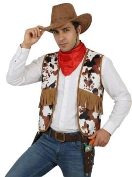 Yetişkin Kovboy Yelek ve Fular