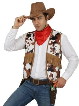 Yetişkin Kovboy Yelek ve Fular