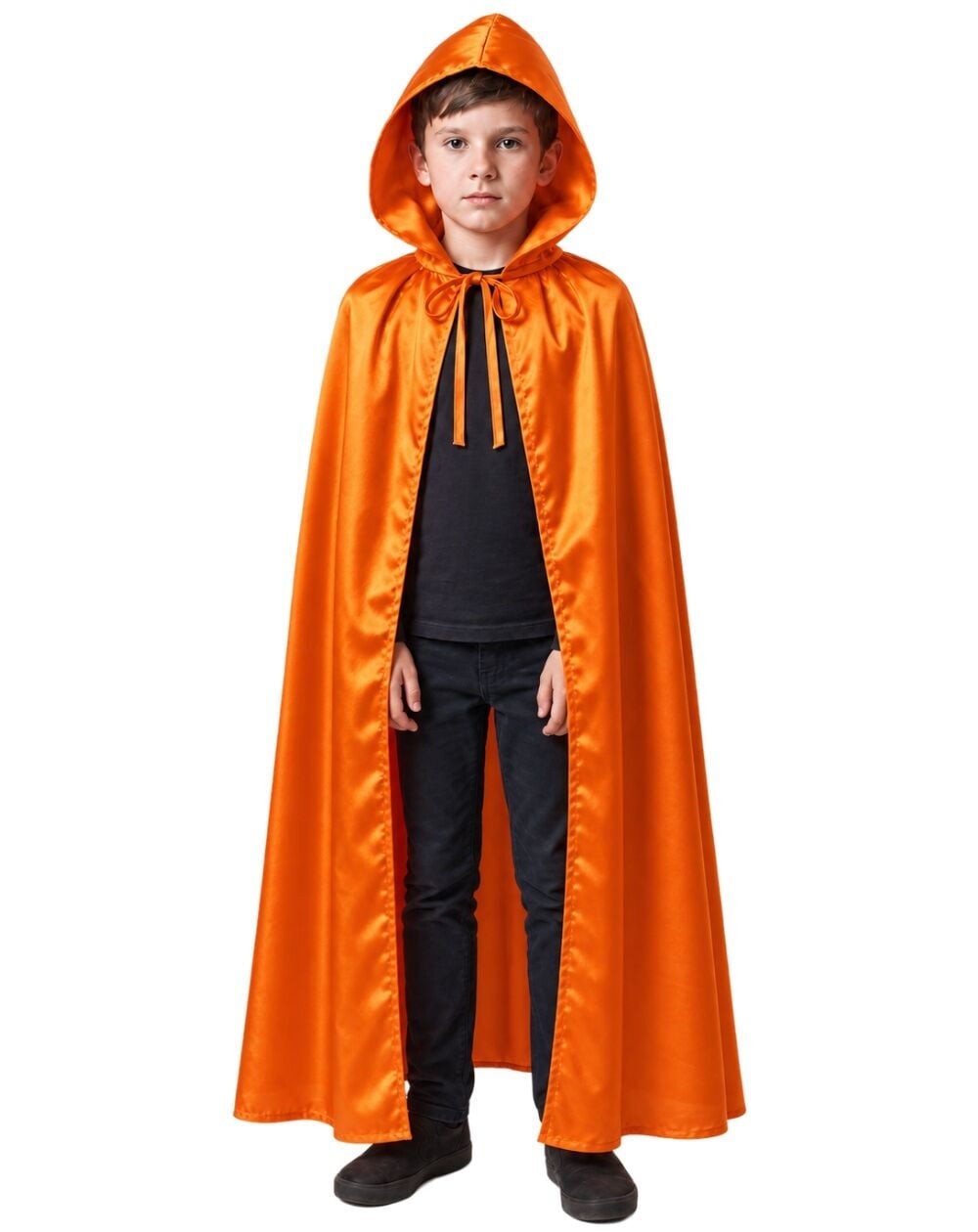 Halloween Kapüşonlu Turuncu Pelerin Çocuk
