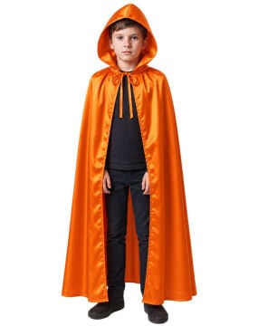 Halloween Kapüşonlu Turuncu Pelerin Çocuk